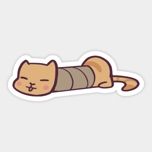 Silly Cat In Paper Roll Tube Sticker